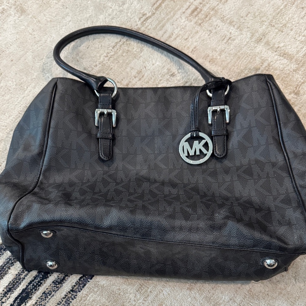 Michael Kors Black Shoulder Bag with Silver Hardware